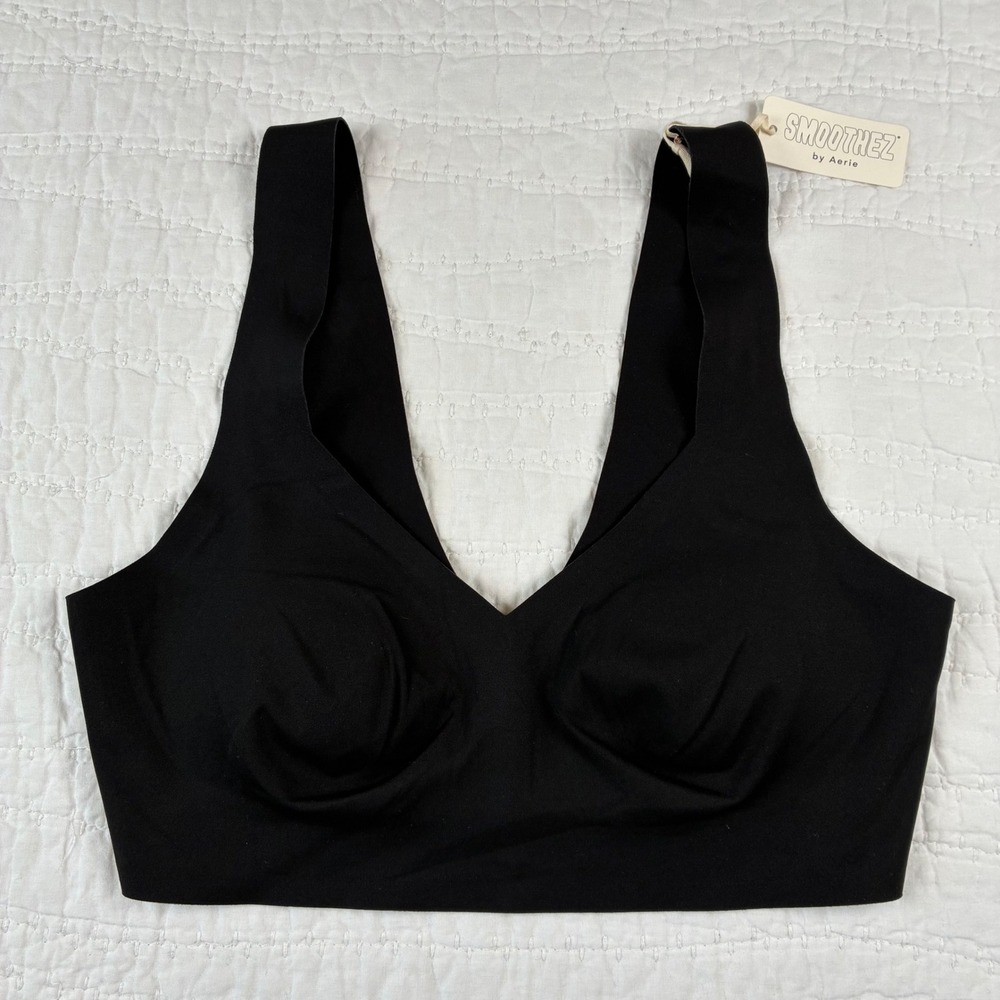 NEW Aerie SMOOTHEZ Padded Sweetheart Bralette Black S Wireless Bra2693-3772-073